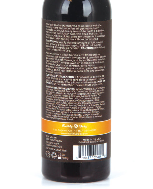 Earthly Body Hemp Seed Massage LOTION Dreamsicle 2 fl oz